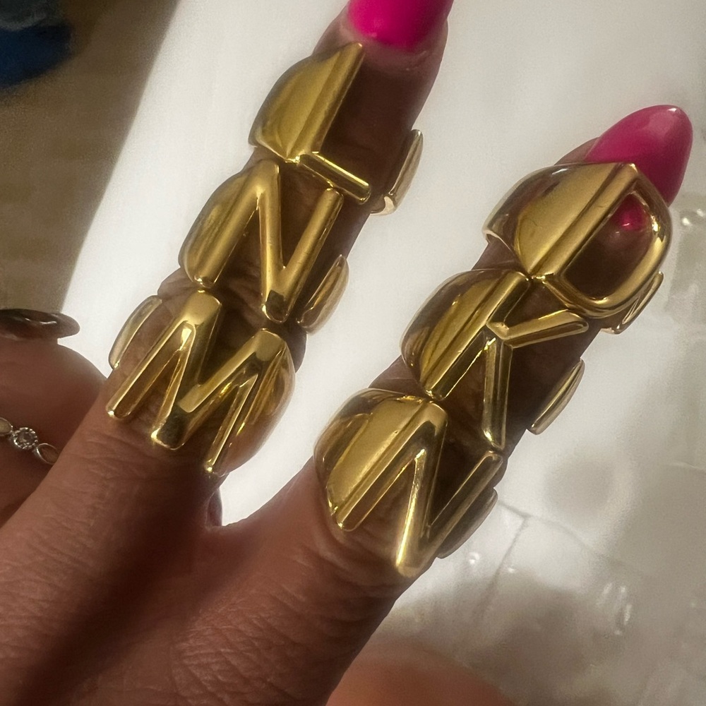 Gold chunky initials ring